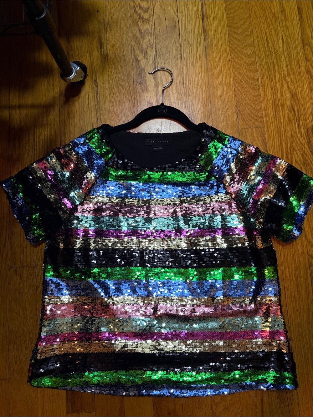 Sanctuary Multicolor Sequin Short Sleeve Tee